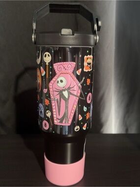 Jack & Sally Halloween Glow in the dark Tumblr 40oz-Customized w Bedazzle ✨